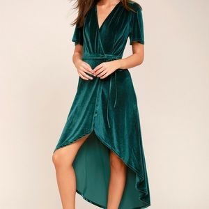 Green velvet wrap dress size 2 (small)